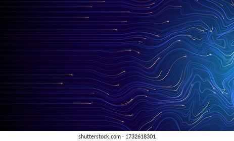 Abstract background with luminous curved lines, technological stylized pattern