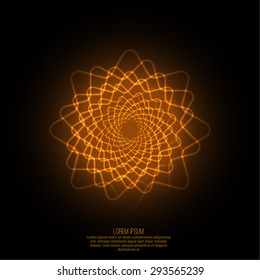 Abstract background with luminous fractal, geometry, mesh element. 