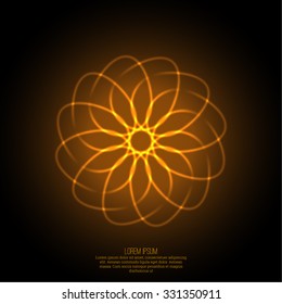 Abstract background with luminous fractal, geometry, mesh element. Intersection curves.