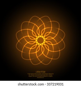 Abstract background with luminous fractal, geometry, mesh element. Intersection curves. 
