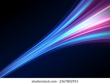 Abstract background of luminous lines. Neon lines. Laser rays. Abstract blue light lines on dark background. Futuristic technology style. Vector illustration road.
