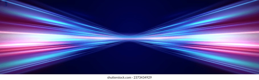 Abstract background of luminous lines. Neon lines. Laser rays. Abstract blue light lines on dark background. Futuristic technology style. Vector illustration road.