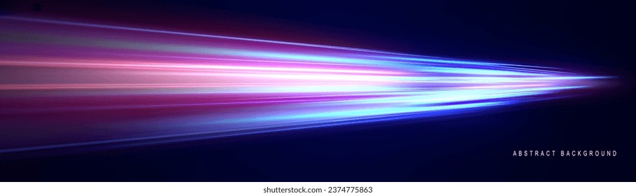 Abstract background of luminous lines. Neon lines. Laser rays. Abstract blue light lines on dark background. Futuristic technology style. Vector illustration road.