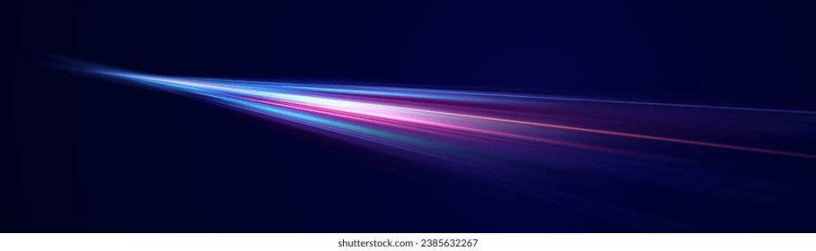 Abstract background of luminous lines. Neon lines. Laser rays. Abstract blue light lines on dark background. Futuristic technology style. Vector illustration road.