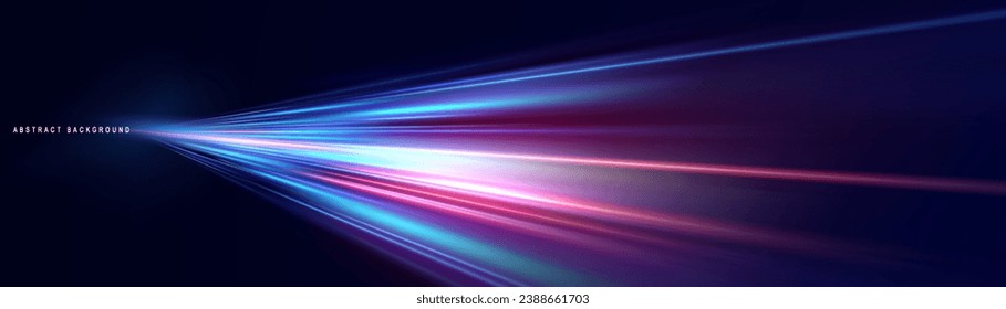 Abstract background of luminous lines. Neon lines. Laser rays. Abstract blue light lines on dark background. Futuristic technology style. Vector illustration road.