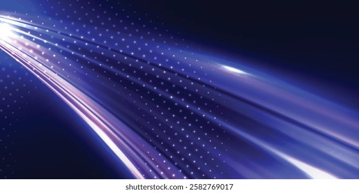 Abstract background of luminous lines. Neon lines. Laser rays. Abstract blue light lines on dark background