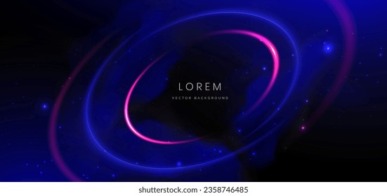 Abstract background luminous swirl neon blue and pink with lighting effect. Vector illustration
