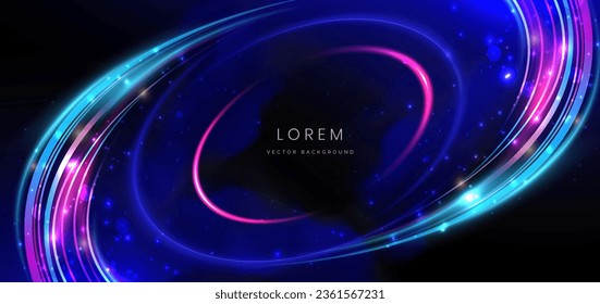 Abstract background luminous swirl neon blue and pink with lighting effect. Vector illustration