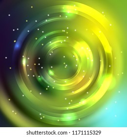 Abstract background with luminous swirling backdrop. Shiny swirl background. Intersection curves. Green color.