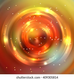 Abstract background with luminous swirling backdrop. Shiny swirl background.  Intersection curves. Orange, brown, yellow colors. 