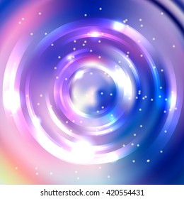 Abstract background with luminous swirling backdrop. Shiny swirl background.  Intersection curves. White, pink, blue colors. 