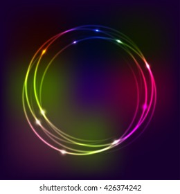 Abstract background with luminous swirling backdrop. Intersection curves. Glowing spiral. 