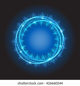 Abstract background with luminous swirling backdrop. Intersection curves. Glowing spiral.
