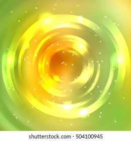 Abstract background with luminous swirling backdrop. Shiny swirl background.  Intersection curves. Yellow, green colors