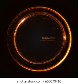Abstract background with luminous swirling backdrop. Intersection curves. Glowing spiral. 