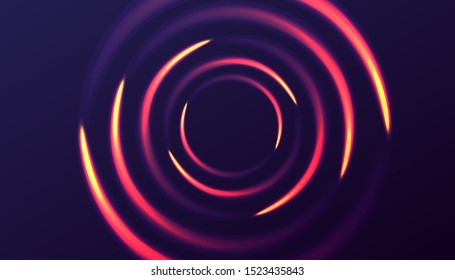 Abstract background with luminous swirling circle of light on the dark backdrop