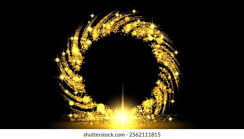 Abstract background. luminous swirling. Elegant glowing circle. Big data cloud. Light ring. Sparking particle. Space tunnel. Colorful ellipse. Glint sphere. Bright border. Magic portal. Energy ball.