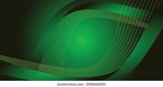 Abstrakter Hintergrund, luxuriöses Design mit leuchtender Welle, grüner Hintergrund, kreative Wellenlinien 
Designelement, Vektorgrafik