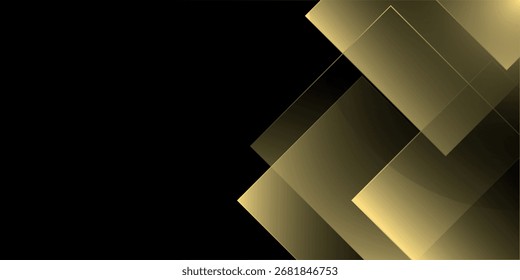 Fondo Abstractas con lujosas y elegantes Formas geométricas de gradiente dorado. Diseño cuadrado superpuesto brillante. Ilustración vectorial. VOL. 2