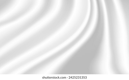 Abstract background, luxurious white fabric or fluid waves or folds of satin silk background. White silk fabric.