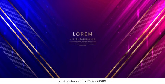 Abstract background luxury dark blue and pink elegant geometric diagonal with gold lighting effect and sparkling with copy space for text. Template premium award design. Vector illustration