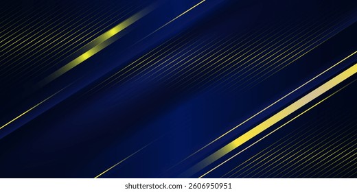 Abstract background luxury dark blue elegant geometric diagonal with gold lighting effect and sparkling with copy space for text. Template premium award 