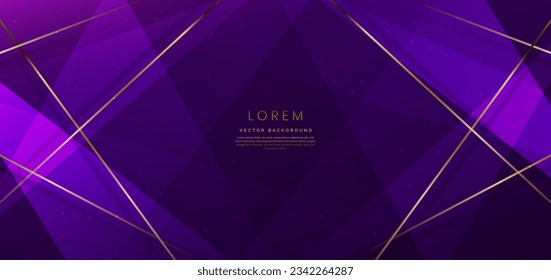 Resumen de fondo lujoso color púrpura oscuro y elegante diagonal geométrica con efecto de iluminación dorado y brillo con espacio de copia para texto. Diseño de premio de plantilla premium. Ilustración del vector