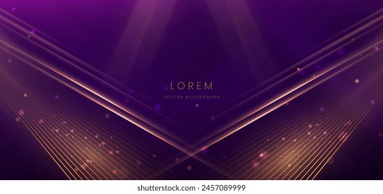 Abstract background luxury dark purple elegant geometric diagonal with gold lighting effect. Template premium award design. Vector illustration