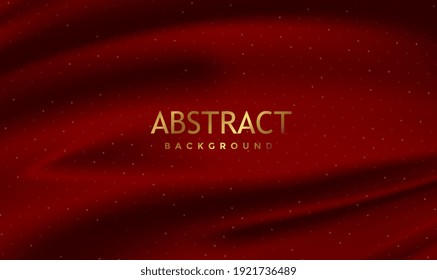 Abstract background luxury dark red silky fabric. Realistic textile with folds and drapes. Silk texture satin velvet material or luxurious background. Decoration element for design.Vector illustration