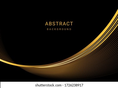 Abstract background of luxury gold wave lines 