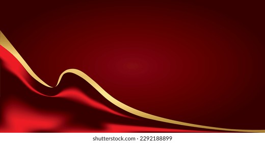 abstract background luxury red and gold cloth or liquid.Christmas and Valentines layout design,studio,room, web template ,Business report with smooth circle gradient color.