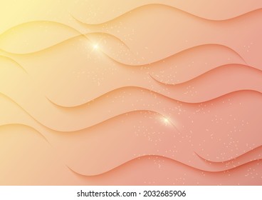 Resumen fondo de lujo amarillo suave y rosa dinámico luz ondulada y sombra gradiente de fondo moderno con brillo de punto. Ilustración del vector 
