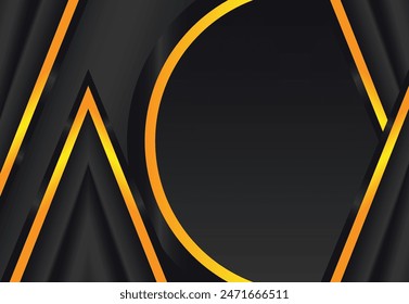 Fondo Abstractas con estilo lujoso, luminoso y elegante, color dominante negro y dorado. Se puede utilizar en Fondo de pantalla, Anuncio, telón de fondo, póster, tarjeta, cubierta y más