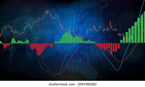 abstract background of MACD indicator technical analysis graph