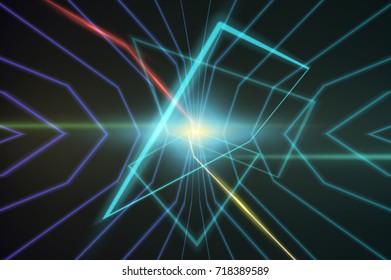 Abstract background made in 80s style. Neon lines in vintage style. Graphic concept for your design