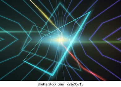 Abstract background made in 80s style. Neon lines in vintage style. Graphic concept for your design