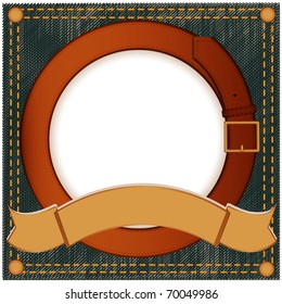 Abstract background made of belts and banner and denim