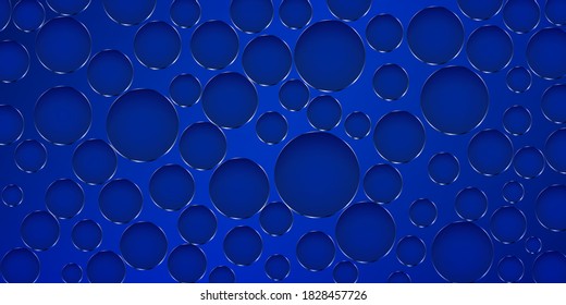 Abstract background made of big holes in different sizes with shiny edges in blue colors