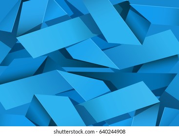 Abstract background made of blue crumpled strip of paper. Origami blue paper. Vector illustration.