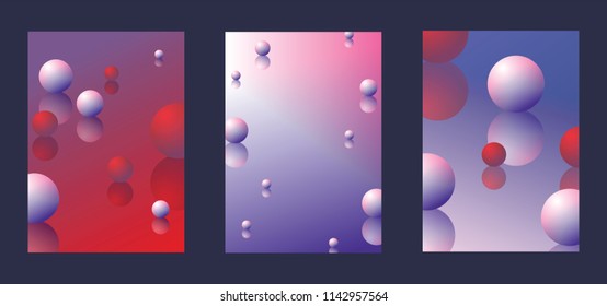 Abstract background made with bright gradients, shperes and reflections. Set good for booklet design, poster, creative decoration. Vertical illustration