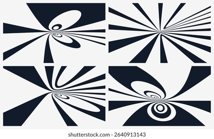 Abstract background made of circular lines. Pattern with optical illusion. Psychedelic stripes. Vector illustration for brochure, flyer, card, banner or cover.