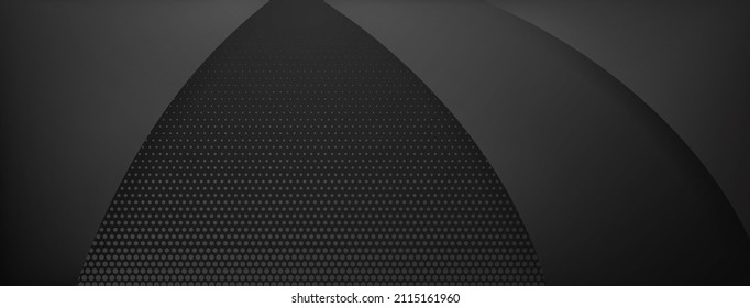 Abstract background made of curved lines and halftone dots in black colors