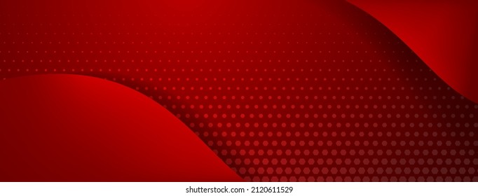 Abstract background made of curved lines and halftone dots in red colors