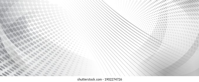 Abstract background made of curves and halftone dots in gray colors