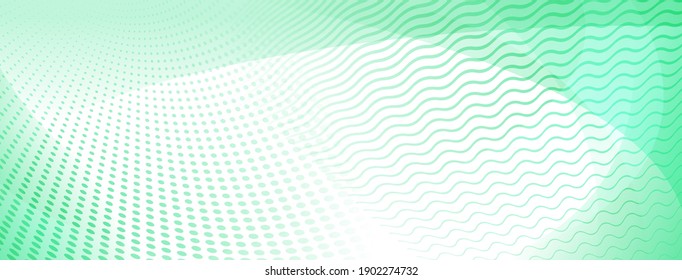 Abstrakter Hintergrund aus Kurven und Halbtonpunkten in hellgrünen Farben