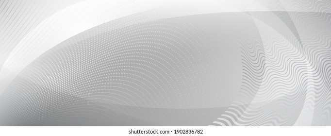 Abstract background made of curves and halftone dots in gray colors