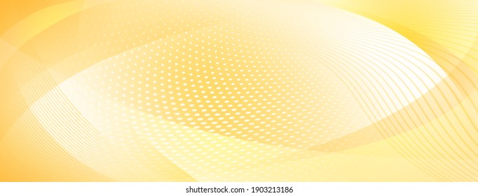Abstract background made of curves and halftone dots in yellow colors