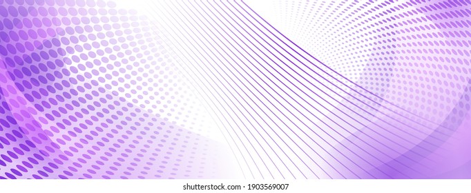 Fondo abstracto hecho de curvas y puntos de medio tono en colores púrpura claros