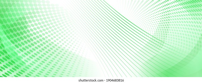 Abstract background made of curves and halftone dots in light green colors