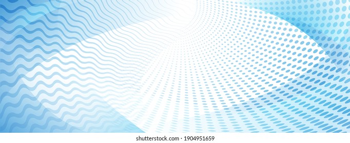 Abstract background made of curves and halftone dots in light blue colors